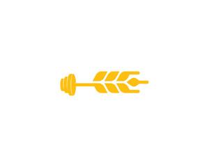 Wheat Barbell Logo Icon Design Element