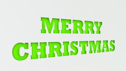 Green Merry Christmas words cut in white paper