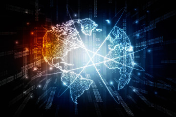 2d illustration Network community concept . Mixed media