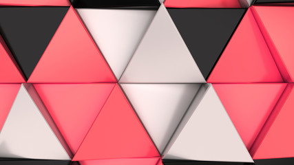 Pattern of black, white and red triangle prisms