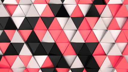 Fototapeta na wymiar Pattern of black, white and red triangle prisms