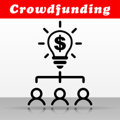 black crowdfunding vector icon design