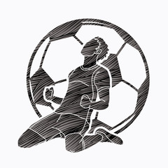 Soccer player the winner action graphic vector