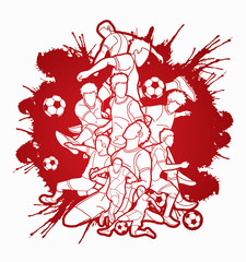 Soccer player team composition illustration graphic vector.