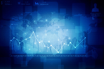 2d rendering Stock market online business concept. business Graph 