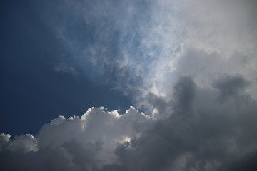 sun beams shiining behind clouds in Moordrecht the Netherlands