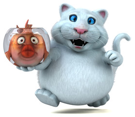 Cat and fish - 3D Illustration