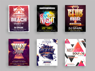 Musical Party template for flyer design collection in six different styles.
