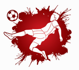 Soccer player hit the ball, Bicycle Kick graphic vector.