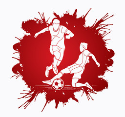 Soccer player slide action graphic vector