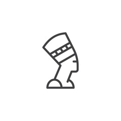 Nefertiti Profile outline icon. linear style sign for mobile concept and web design. Egyptian queen simple line vector icon. Symbol, logo illustration. Pixel perfect vector graphics
