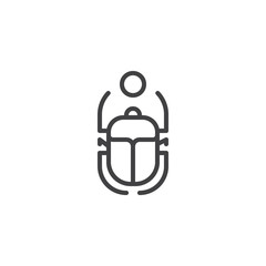 Scarab Beetle and sun outline icon. linear style sign for mobile concept and web design. Egyptian Scarab simple line vector icon. Symbol, logo illustration. Pixel perfect vector graphics - obrazy, fototapety, plakaty
