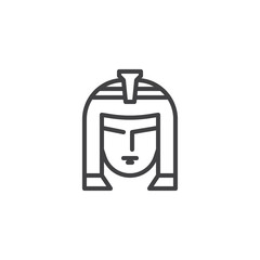 Cleopatra portrait outline icon. linear style sign for mobile concept and web design. Egyptian queen Nefertiti simple line vector icon. Symbol, logo illustration. Pixel perfect vector graphics
