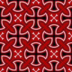 Seamless pattern with geometric design. Black red and white background for wallpapers, textile and fabrics