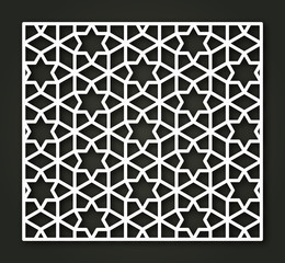 Laser cutting template. Decorative panel. Traditional oriental pattern.