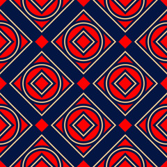 Geometric seamless pattern. Colored red and blue background