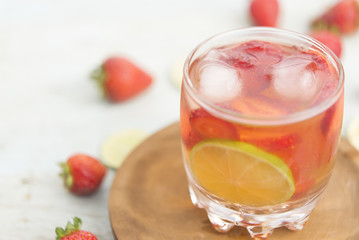 Water with strawberry and lime