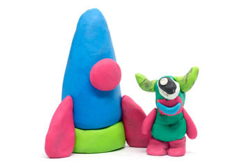 Play dough Alien on white background