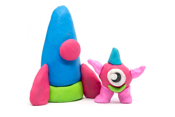 Play dough Alien on white background