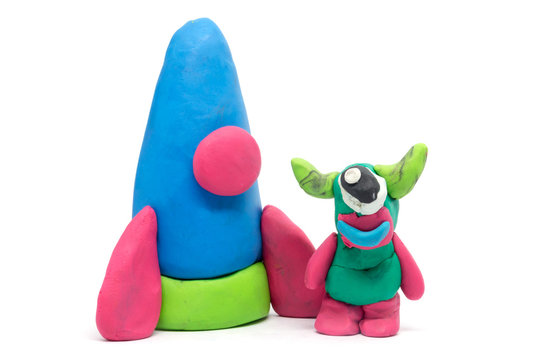 Play dough Alien on white background