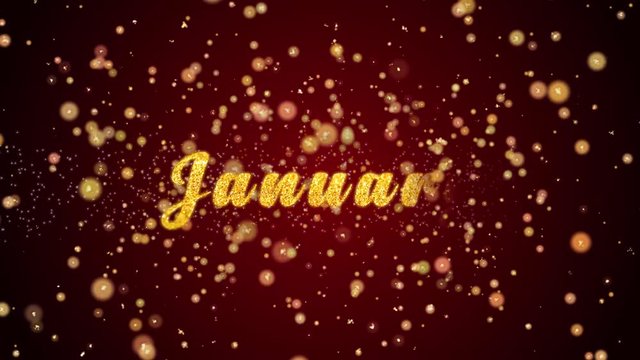 January Greeting Card text with sparkling particles shiny background for Celebration,wishes,Events,Message,Holidays,Festival