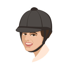 woman horse rider  face vector illustration flat 