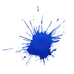 Blue ink or paint stain with spray for design collection