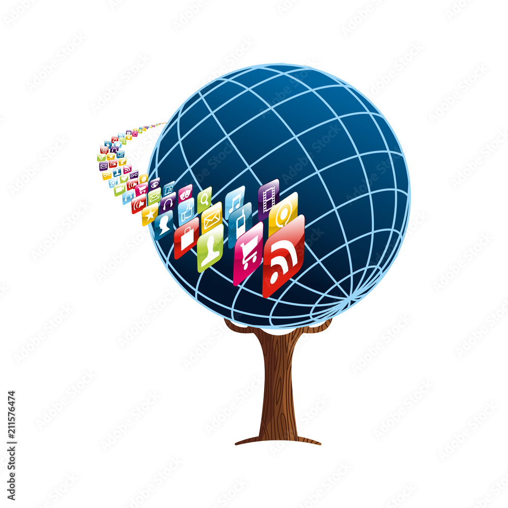 Poster mobile phone app icon concept for internet network