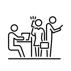 Teamwork business people icon simple line flat illustration