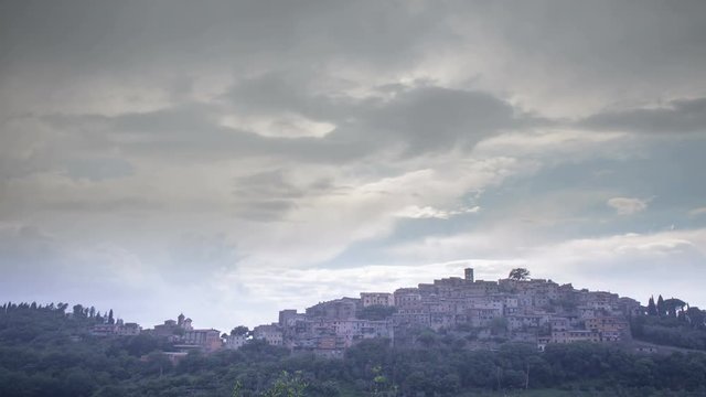 The town of Casperia in Italy. Time lapse of Casperia in Lazio in Italy. Timelapse. Time-lapse. 4K.