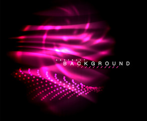 Neon glowing techno lines, hi-tech futuristic abstract background template with square shapes
