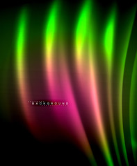 Neon glowing techno lines, hi-tech futuristic abstract background template with square shapes