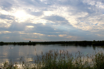 twilight over the lake in summer