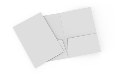 Blank white reinforced A4 single pocket folder on isolated white background, 3d illustration