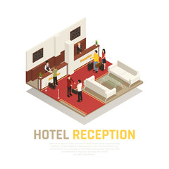 Hotel Reception Isometric Composition