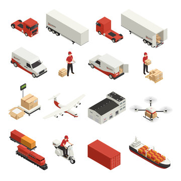 Cargo Transportation Isometric Icons