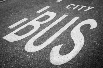 yellow city bus fast lane