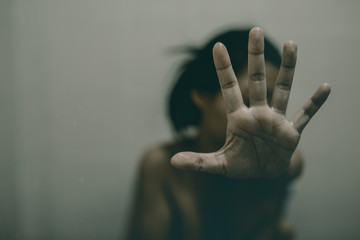 Human trafficking concept, End to violence against women.