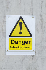 A danger sign for asbestos hazard keep away, UK