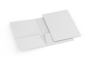 Blank white reinforced A4 single pocket folder on isolated white background, 3d illustration