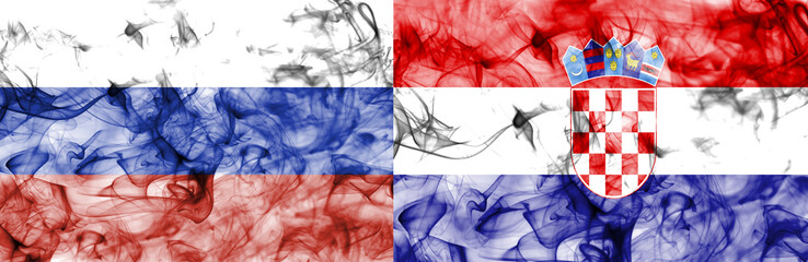 Russia vs Croatia smoke flag, quarter finals, football world cup 2018, Moscow, Russia