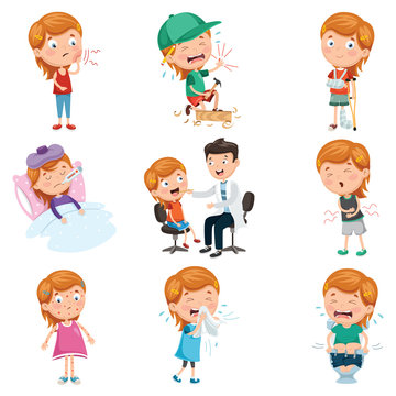 Vector Illustration Of Child Diseases	