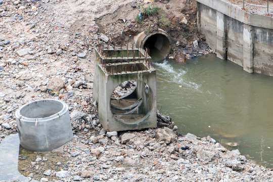 Sewer construction in Pattaya city, Thailand.