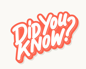 Did you know. Lettering. - obrazy, fototapety, plakaty