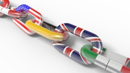 g7 country flags chain 3d illustration