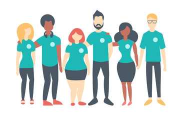 Group of Volunteers wearing same color t-shirts
