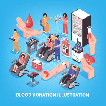 Blood Donation Isometric Illustration