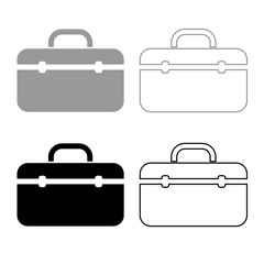 Tool box professional icon outline set grey black color