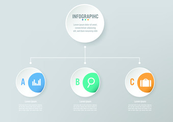 Business infographic template with 3 options, Abstract elements diagram or processes and business flat icon, Vector business template for presentation.Creative concept for infographic.