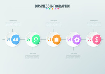Business infographic template with 5 options, Abstract elements diagram or processes and business flat icon, Vector business template for presentation.Creative concept for infographic.